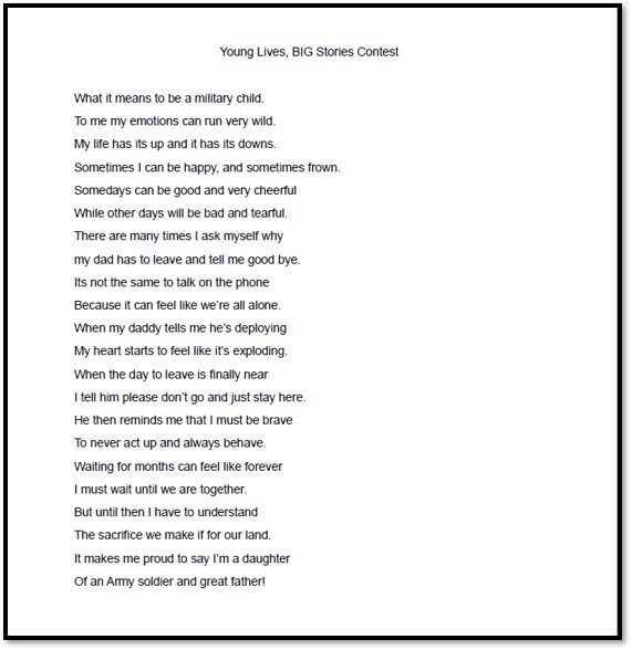 Alexa A. Poem YLBS Winner